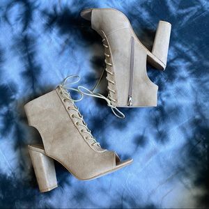 Lace-Up Open Toe Heels